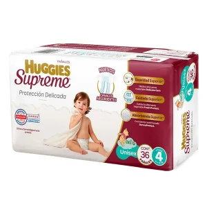 Pañales Huggies Supreme Pure & Natural E4 Unisex 36Pzas