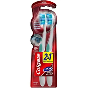 Cepillo de Dientes Colgate 360° Luminous White Medio 2 Pzas