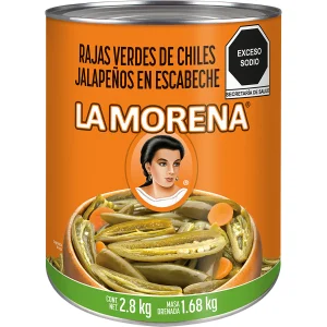 Chiles Jalapeños La Morena en Rajas Verdes en Escabeche 2.8 Kg
