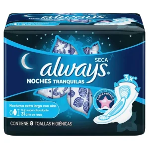 Toallas Femeninas Always Noches Tranquilas Con Alas 8 Pzas