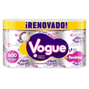 Papel Higiénico Vogue Manzanilla 600 HD 6 Rollos