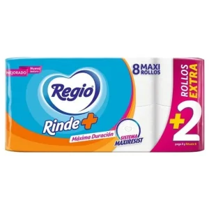 Papel Higiénico Regio Rinde+ 300 HD 6 Rollos + 2 Rollos Extra